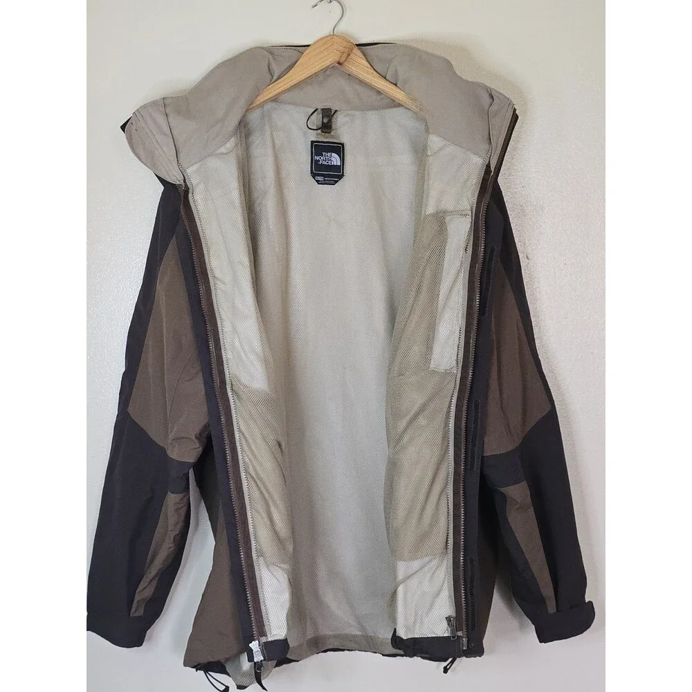 The North Face HyVent Rain Shell Jacket Mens XXL Brown Tan Hooded Waterproof Y2K